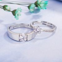 Version Coréenne De La Nouvelle Bague De Simulation De Couple En Cuivre Et Diamant main image 5