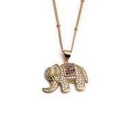 Copper Zircon Necklace Elephant Bull Head Pendant Necklace Female Wholesale main image 6