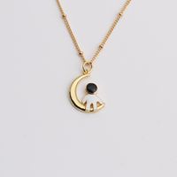 Copper Zircon Necklace Accessories Micro-inlaid Zircon Stand-alone Moon Pendant Necklace Women main image 2