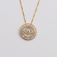 Copper Zircon Retro Turkish Blue Eye Necklace Female European And American Jewelry main image 2
