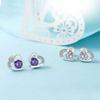 Fashion Jewelry Korean Version Of Heart-shaped Amethyst Earrings Wholesale main image 3