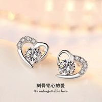 Fashion Jewelry Korean Version Of Heart-shaped Amethyst Earrings Wholesale main image 4
