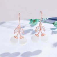 Korean Version White Opal Long Copper Earrings main image 3