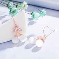 Korean Version White Opal Long Copper Earrings main image 4