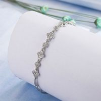 Korean Micro-inlaid Zircon Four-leaf Clover Bracelet Female Simple Silver-plated Bracelet main image 3