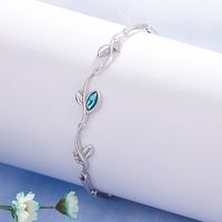 Korean Blue Diamond Bracelet Female Flower Branch Blue Crystal Bracelet Copper Jewelry main image 3