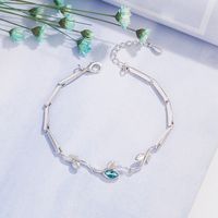 Korean Blue Diamond Bracelet Female Flower Branch Blue Crystal Bracelet Copper Jewelry main image 5