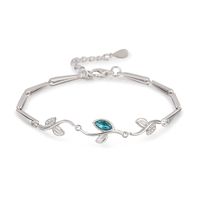 Korean Blue Diamond Bracelet Female Flower Branch Blue Crystal Bracelet Copper Jewelry main image 6
