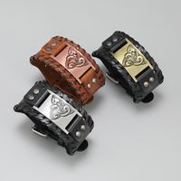 Retro Viking Pattern Cowhide Bracelet Personalized Woven Men's Leather Bracelet main image 3