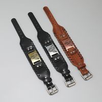 Retro Viking Pattern Cowhide Bracelet Personalized Woven Men's Leather Bracelet main image 5