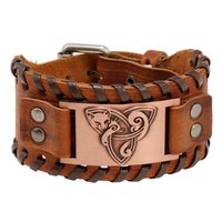 Retro Viking Pattern Cowhide Bracelet Personalized Woven Men's Leather Bracelet main image 6