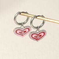 Boucles D&#39;oreilles En Forme De Coeur Avec Pendentif Goutte D&#39;huile main image 3