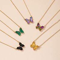 Korean Simple Multicolor Glass Butterfly Necklace Creative Retro Sweater Chain Wholesale main image 1