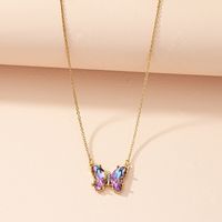 Korean Simple Multicolor Glass Butterfly Necklace Creative Retro Sweater Chain Wholesale main image 3