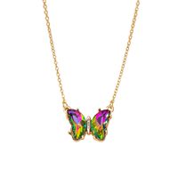 Korean Simple Multicolor Glass Butterfly Necklace Creative Retro Sweater Chain Wholesale main image 6