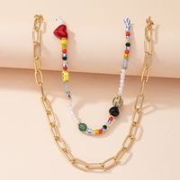 Ethnic Style Colored Beaded Sweater Necklace Female Thick Chain Sweater Chain Wholesale main image 1
