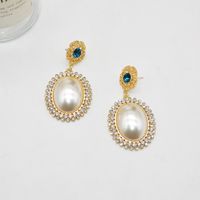 European And American Retro Flashing Diamond Big Pearl Earrings Wholesale main image 1