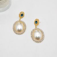 European And American Retro Flashing Diamond Big Pearl Earrings Wholesale main image 2