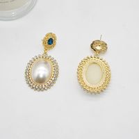 European And American Retro Flashing Diamond Big Pearl Earrings Wholesale main image 4