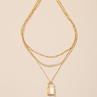 European And American Retro Fashion Three-layer Small Lock Creative Stacking Necklace main image 2