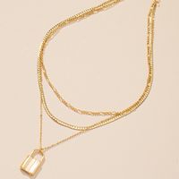 European And American Retro Fashion Three-layer Small Lock Creative Stacking Necklace main image 3