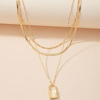 European And American Retro Fashion Three-layer Small Lock Creative Stacking Necklace main image 4