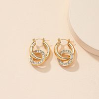 New Diamond-studded Geometric Irregular Circle Earrings main image 3