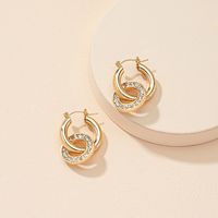 New Diamond-studded Geometric Irregular Circle Earrings main image 4