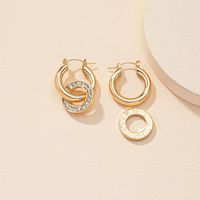 New Diamond-studded Geometric Irregular Circle Earrings main image 5
