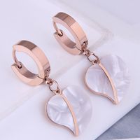 Korean Fashion Simple Shell Heart Titanium Steel Earrings main image 5