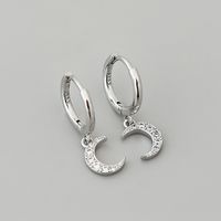 New Fashion Diamond Moon C-shaped Temperament Copper Earrings sku image 1