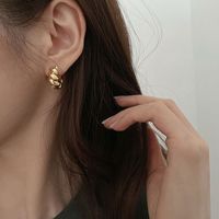 Retro Interlaced Twisted Threaded Copper Earrings sku image 1