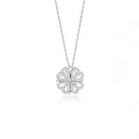 Micro-inlaid Zircon Magnetite Four-leaf Clover Heart Pendent Alloy Necklace Wholesale sku image 2