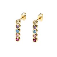 European And American Temperament Rainbow Zircon Copper Earrings sku image 4