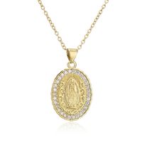 Copper Micro-inlaid Zircon Religious Jewelry Golden Virgin Mary Necklace Wholesale sku image 1
