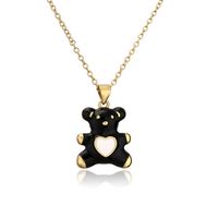 Simple Fashion Oily Bear Pendant Copper Plated Real Gold Necklace Wholesale sku image 1