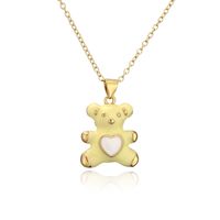 Simple Fashion Oily Bear Pendant Copper Plated Real Gold Necklace Wholesale sku image 2