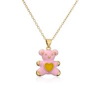 Simple Fashion Oily Bear Pendant Copper Plated Real Gold Necklace Wholesale sku image 4