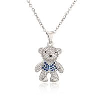 New Copper Micro-inlaid Zircon Cute Bear Pendant Golden Necklace Wholesale sku image 3