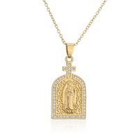 New European And American Virgin Mary Pendant Copper Real Gold-plated Zircon Necklace sku image 2