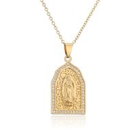 New European And American Virgin Mary Pendant Copper Real Gold-plated Zircon Necklace sku image 3