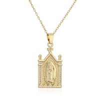 New European And American Virgin Mary Pendant Copper Real Gold-plated Zircon Necklace sku image 4