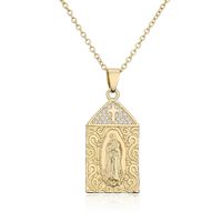 New European And American Virgin Mary Pendant Copper Real Gold-plated Zircon Necklace sku image 5