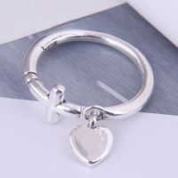 Korean Fashion Simple Cross Heart Titanium Steel Open Ring main image 1