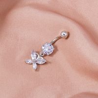 Retro Inlaid Zircon Butterfly Pendant Belly Button Nail Piercing Jewelry sku image 1