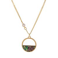 European And American Natural Color Abalone Shell Circle Tag Pendant Clavicle Chain sku image 1