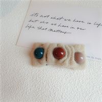 Autumn And Winter New Woolen Pearl Geometric Square Hairpin Wholesale sku image 4