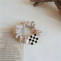 Korean Simple Geometric Heart Square Lattice Rubber Band Hair Scrunchies sku image 1