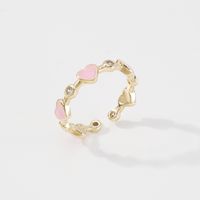 Fashion Heart Design Drip Oil Zircon Copper Ring sku image 4