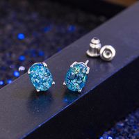 Simple Fashion Personalized Jewelry Oval Colorful Gemstone Stud Earrings sku image 3